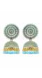 Gold-Plated Round Designs Sky Blue Pearls Jhumka Earrings RAE1167