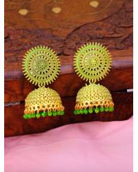 Buy Online Crunchy Fashion Earring Jewelry Green Crystal Studded Alloy Earrings Jewellery CFE1118