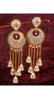 Gold-Plated White Beaded Designer Dangler Multilayer  Jhumkas Earrings RAE1175