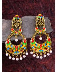 Buy Online Royal Bling Earring Jewelry Crunchy Fashion Oxidized Silver Pota Black Pota Stone Dangler Earrings RAE2271 Drops & Danglers RAE2271