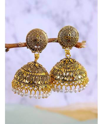 gold -plated Traditonal Tribal  Jhumka Earrings RAE1178