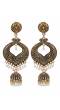 Traditional Gold-Plated antique work Jhumka Earrings With White Pearls RAE1184