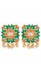 Gold-Plated Classy square shaped tops studs Floral  shaped Green Earrings RAE1191  