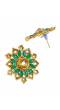 Gold-Plated Floral Leaves Square Cut Green Studd Stone Earrings RAE1192