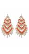 Gold-Plated  Ethnic White & Red  Kundan Square REarrings & Maang Tika Set RAE1195