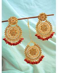 Buy Online Crunchy Fashion Earring Jewelry Crunchy Fashion Designer Gold-Plated Red Nylon Thread Balls Big Hoop Earrings CFE1668 Jewellery CFE1668