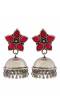 Oxidised German Silver Pink Star Look Design Earrings RAE1199