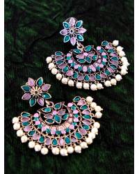 Buy Online Crunchy Fashion Earring Jewelry Gold-Plated Kundan Dangler Tassel White Pearl Earrings RAE1874 Jewellery RAE1874