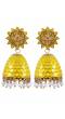 Gold-Plated Crystal and Pearl Yellow Jhumka Earrings For Women/Girl's 