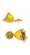 Gold-Plated Crystal and Pearl Yellow Jhumka Earrings For Women/Girl's 