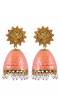 Gold-Plated Crystal and Pearl Pink Jhumka Earrings For Women/Girl's 