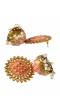 Gold-Plated Kundan Pink Sunflower Shape Round Earrings RAE1214