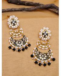 Buy Online Crunchy Fashion Earring Jewelry Crunchy Fashion Gold-Plated Pearls Blue & Pink Ethnic Kundan Earring & Maang Tika Set RAE2162 Earrings RAE2162
