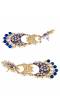 Gold-Plated Blue Crystal/Pearl Double Layered Chandbali Earrings For Women/Girl's