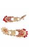 Gold-Plated Red Crystal/Pearl Double Layered Chandbali Earrings For Women/Girl's