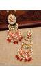 Gold-Plated Red Crystal/Pearl Double Layered Chandbali Earrings For Women/Girl's
