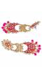 Gold-Plated Pink Crystal/Pearl Double Layered Chandbali Earrings For Women/Girl's