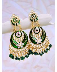 Buy Online Royal Bling Earring Jewelry Crunchy Fashion Gold-Plated Meenakari Light Green Floral  Dangler Jhumki Earrings RAE2034 Ethnic Jewellery RAE2034