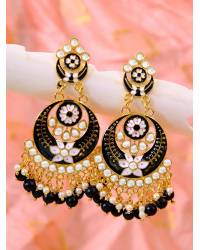 Buy Online Crunchy Fashion Earring Jewelry Crunchy Fashion Gold-Plated Black Stone & Pearl Jhumka Jhumki Earrings RAE2000 Jewellery RAE2000