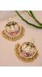 Gold-Plated Meenakari/Pearl Maroon Chandbali Earrings for Women/Girls