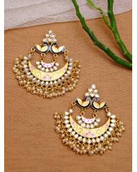 Buy Online Crunchy Fashion Earring Jewelry Traditional Stylish Long Silver-Plated Stunning White & Pink Pearl Jhumka RAE1852 Jewellery RAE1852