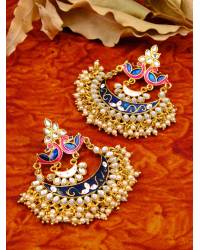 Buy Online Royal Bling Earring Jewelry Gold-Plated Royal Blue Color Kundan Drop & Dangler Earrings RAE1422 Jewellery RAE1422