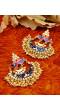 Gold-Plated Meenakari/Pearl Blue Chandbali Earrings for Women/Girls