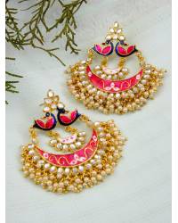 Buy Online Crunchy Fashion Earring Jewelry Gold-Plated Bollywood Indian Traditional Green HandPainted Meenakari Jhumka RAE1842 Jewellery RAE1842