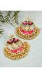 Gold-Plated Meenakari/Pearl Pink Chandbali Earrings for Women/Girls