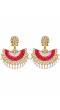 Classy Gold-Plated Pink Crystal Work Dangler Earrings for Women/Girls
