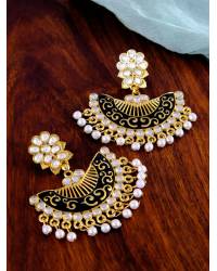 Buy Online Crunchy Fashion Earring Jewelry Crunchy Fashion Gold-Plated Imitattion Pearl & Green Kundan Earring With Maang Tika RAE1987 Earrings RAE1987