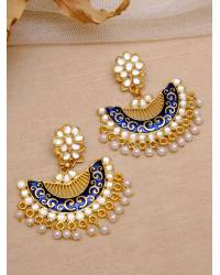 Buy Online Crunchy Fashion Earring Jewelry Gold-Plated Bollywood Indian Traditional Blue HandPainted Meenakari Jhumka RAE1840 Jewellery RAE1840