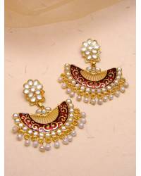 Buy Online Royal Bling Earring Jewelry Gold-Plated  Kundan Mirror & Red Pearl Dangler  Earring RAE1861 Jewellery RAE1861