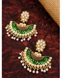 Buy Online Crunchy Fashion Earring Jewelry SwaDev Gold-Plated American Diamond/AD Floral Enamelled Mangalsutra Set  SDMS0012 Ethnic Jewellery SDMS0012