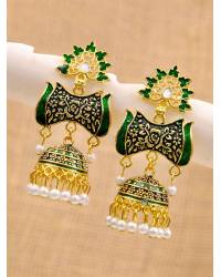 Buy Online Royal Bling Earring Jewelry Crunchy Fashion Gold-plated Red Lotus Kundan Drop & Dangler Earrings RAE2189 Earrings RAE2189