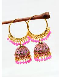 Buy Online Crunchy Fashion Earring Jewelry Gold-Plated Pink Meenakari Work Jhumka Earrings  Jhumki RAE2252