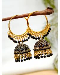 Buy Online Royal Bling Earring Jewelry Traditional Gold-Tone Blue Peacock Pearl Earrings RAE2296 Jhumki RAE2296