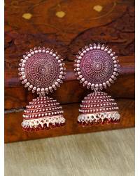 Buy Online Royal Bling Earring Jewelry Gold-Plated Kundan Studded Floral Patterned Meenakari Jhumka Earrings in Blue Color with Pearls  RAE0796 Jewellery RAE0796