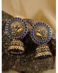 Buy Online Crunchy Fashion Earring Jewelry Oxidized Gold Red-Green Crystal Jhumka Earrings Jhumki RAE0349