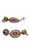 Gold-Plated Peacock Design Maroon Stones Ethnic Large Jhumka-Jhumki Earrings RAE1280