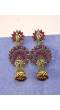 Gold-Plated Peacock Design Maroon Stones Ethnic Large Jhumka-Jhumki Earrings RAE1280