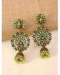 Buy Online Crunchy Fashion Earring Jewelry Gold-Plated Floral Sku Blue Jhumka Earrings  RAE1547 Jewellery RAE1547
