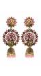 Meenakari Jewellery Traditional Gold-Plated Pink Kundan Stylish Fancy Party Wear Pearl Stylish Ethnic Peacock Jhumka Earrings RAE1286 