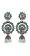 Oxidised Silver Peacock Design SkyGreen Stones Ethnic Large Jhumka-Jhumki Earrings RAE1290
