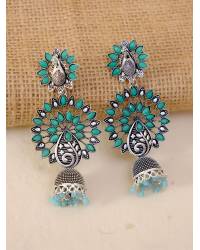 Buy Online Royal Bling Earring Jewelry Mint Green Meenakari Jhumka For Traditional Party Jewellery RAE2426