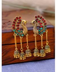Buy Online Royal Bling Earring Jewelry Traditional Gold-Tone Royal Black  Peacock Pearl Earrings RAE1587 Jhumki RAE1587