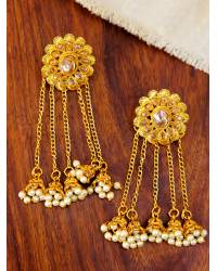 Buy Online Royal Bling Earring Jewelry Crunchy Fashion Gold Tone White Blue Pearl Meenakari Earrings RAE2238 Earrings RAE2238