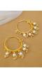 White Pearl Gold-Plated Hoops & Huggies Earring for Women/Girl's