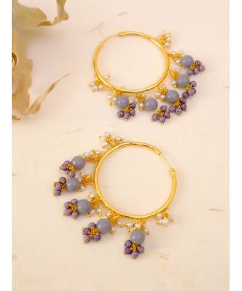 Grey Pearl Gold-Plated Hoops & Huggies Earring for Women/Girl's