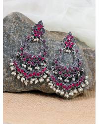 Buy Online Royal Bling Earring Jewelry Oxidised German Silver Meenakari Beautiful Light Pink Peacock Design Jhumka Earring  RAE0919 Jewellery RAE0919